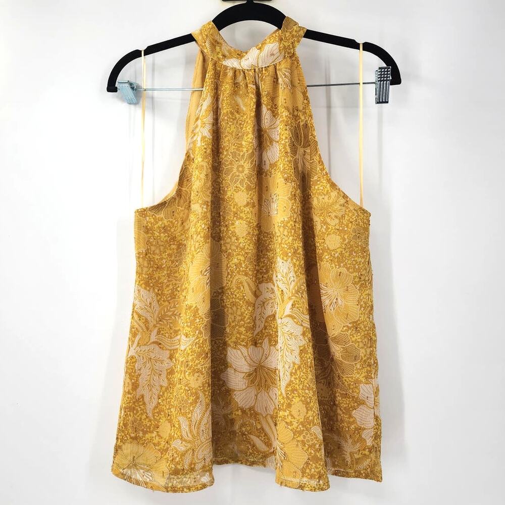 CUPCAKES AND CASHMERE Sleeveless Halter Neck Floral Tank Top Womens Medium M